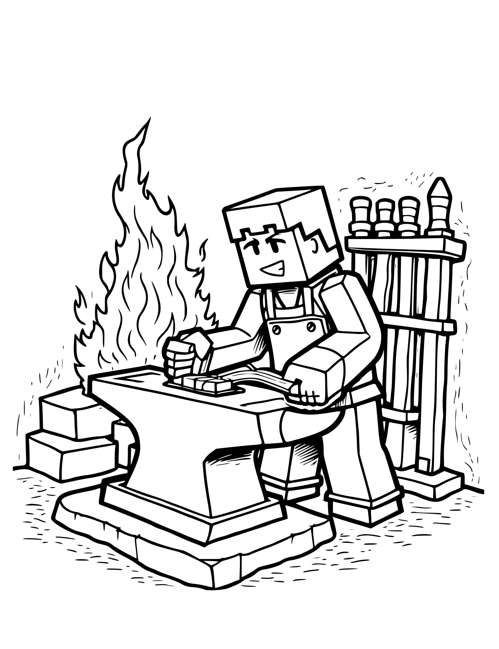 Desenho Ferreiro de Minecraft para Colorir