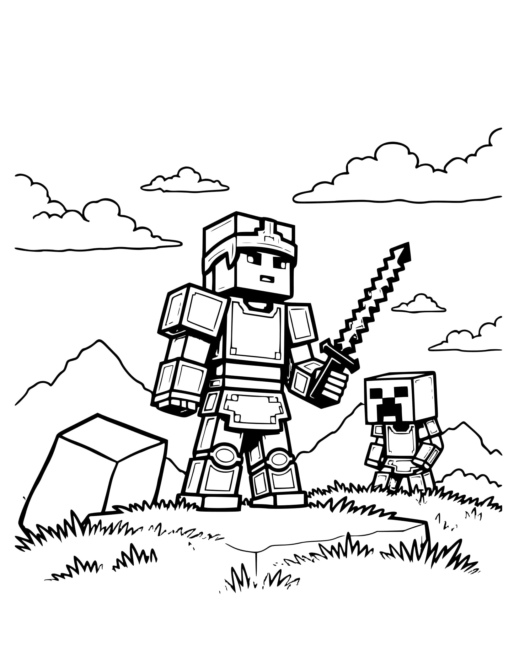 Desenho Pixel de Creeper para Colorir