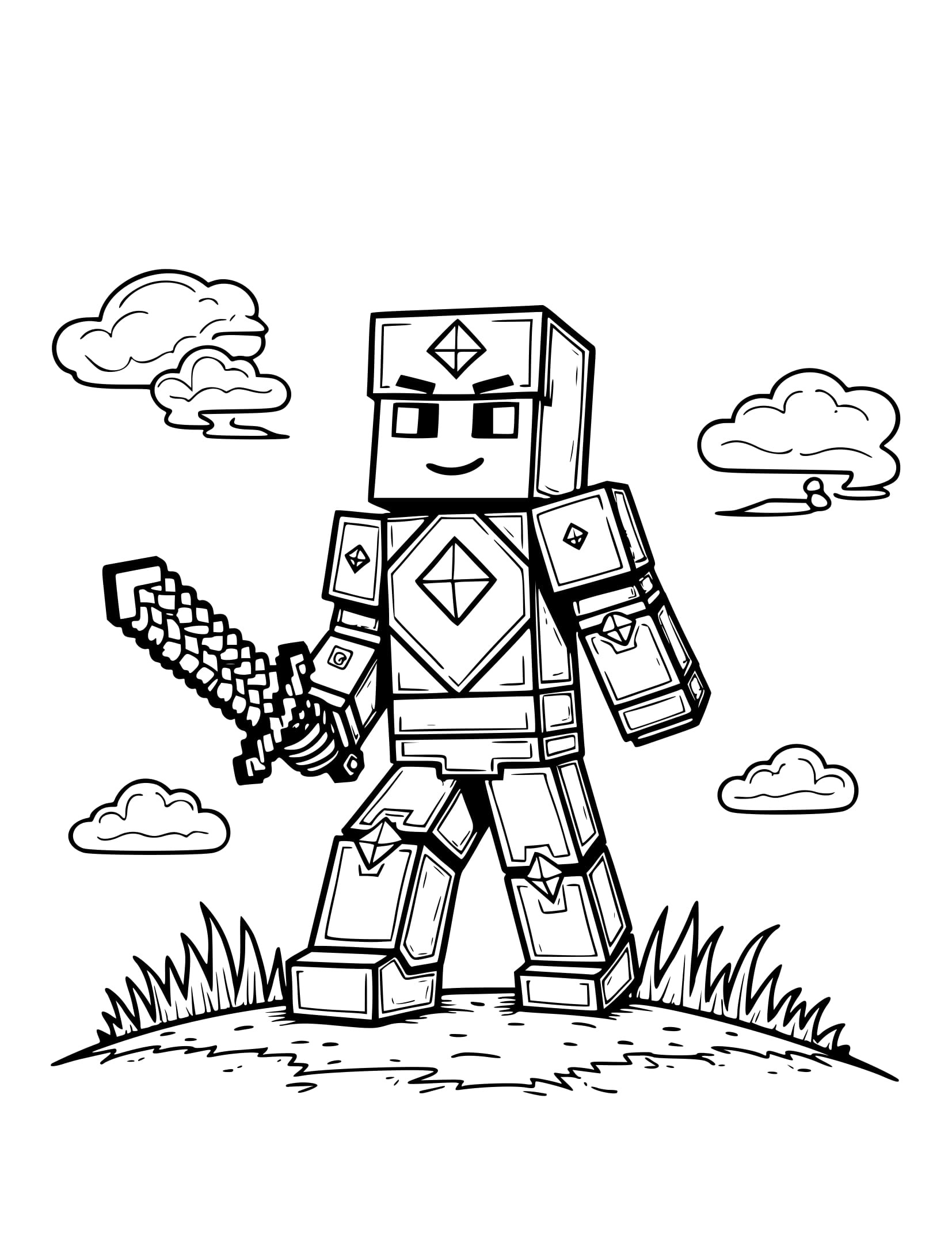 Desenho Guerreiro do Minecraft Colorir