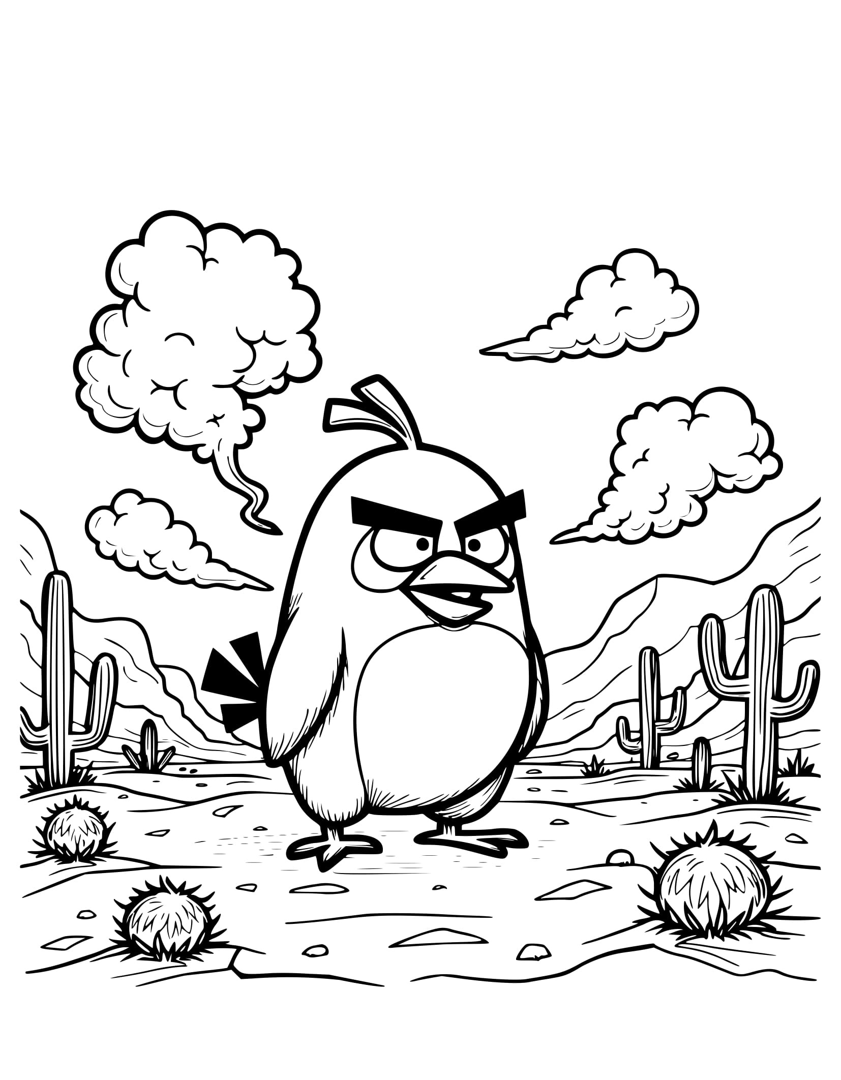 Desenho Angry Birds na Deserto Colorir