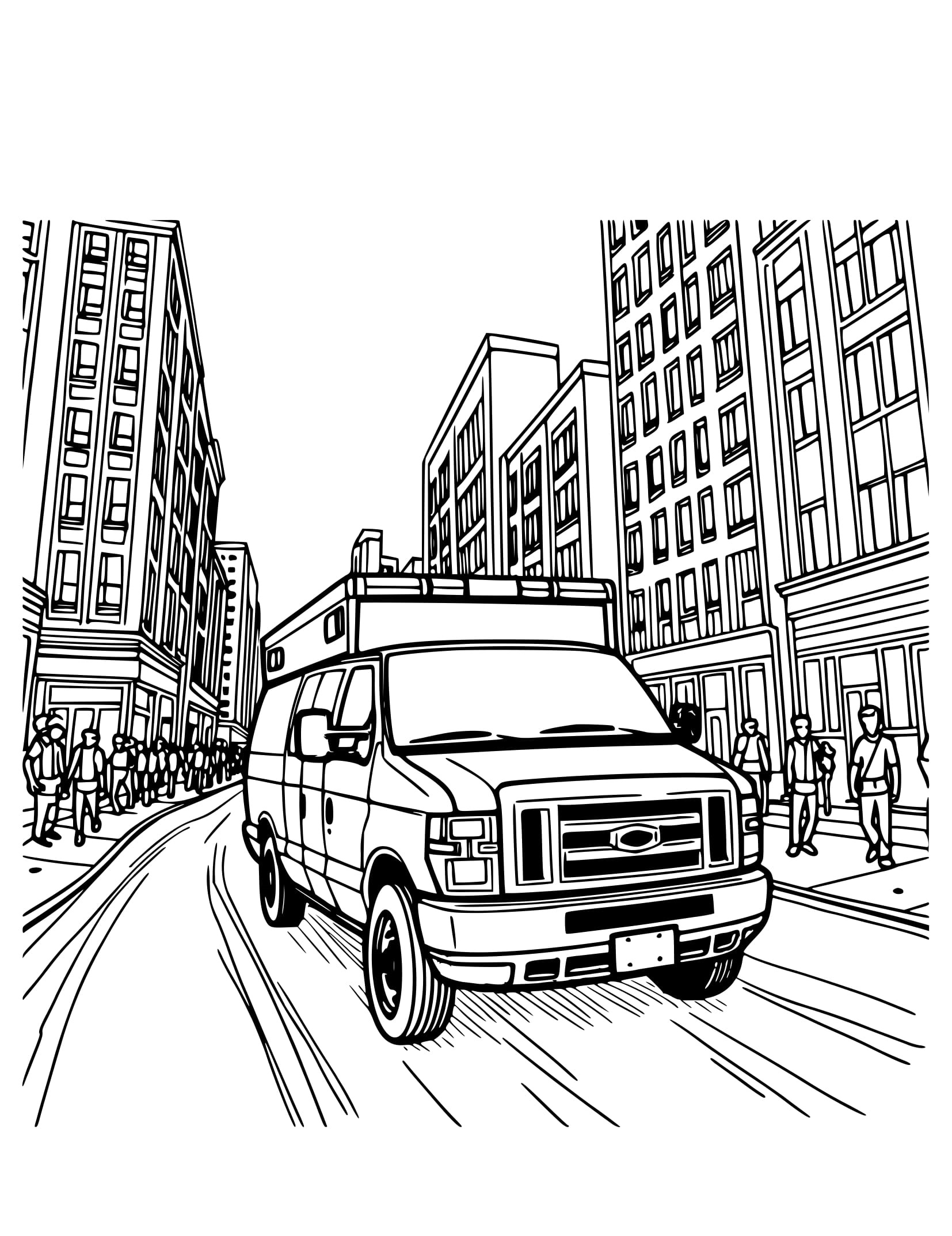 Desenho Ambulância na Cidade Colorir
