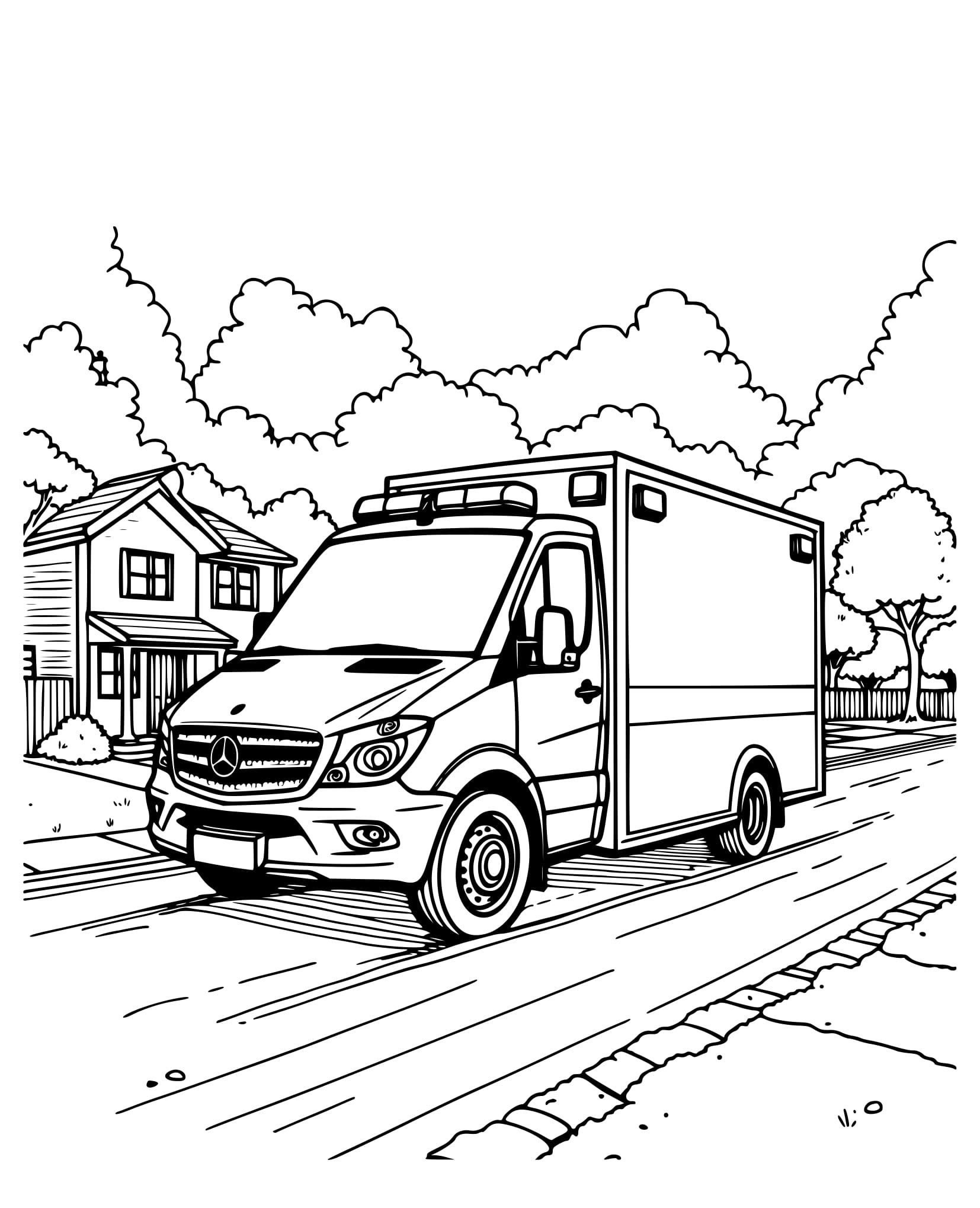 Desenho Ambulância na Bairro Colorir