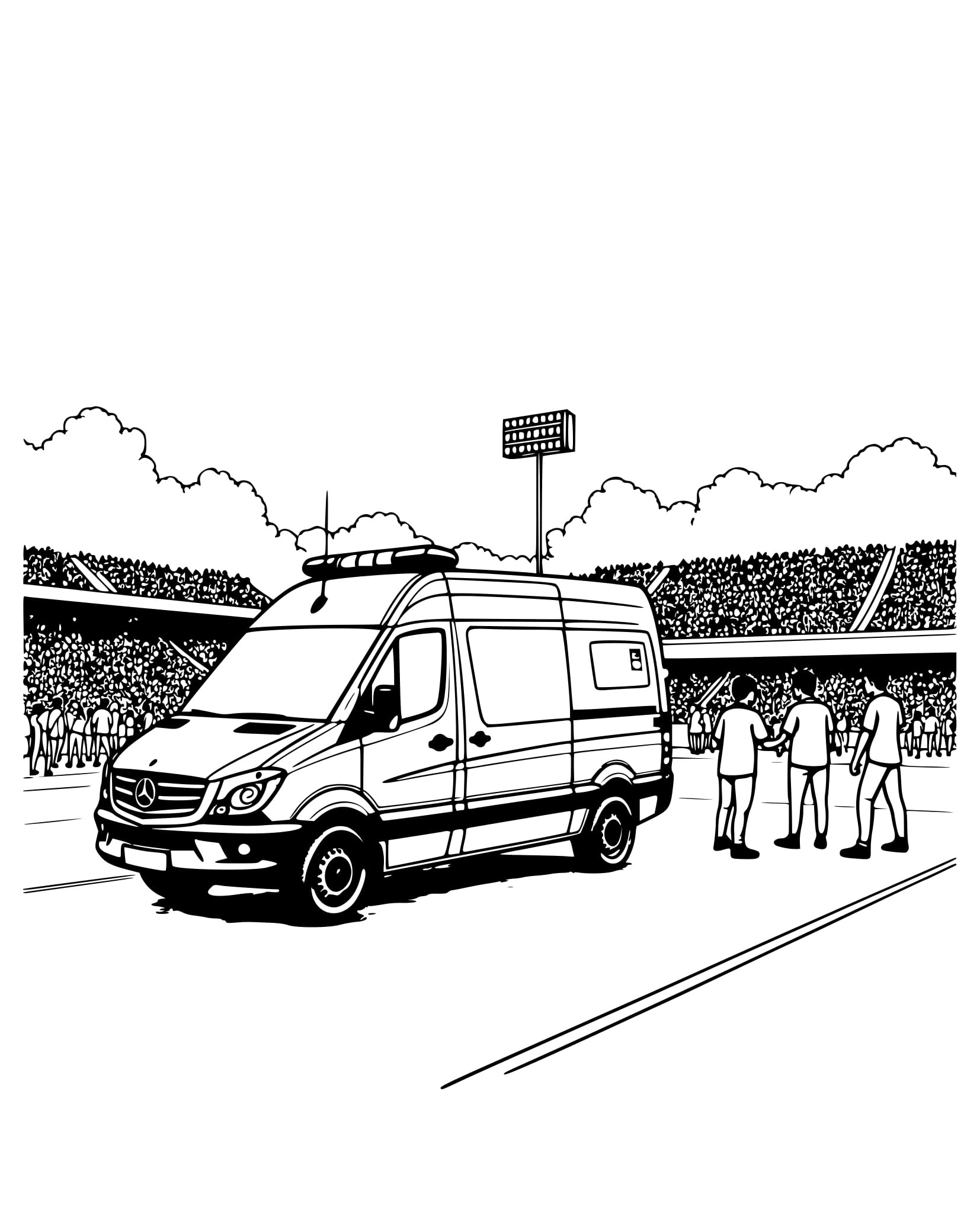 Desenho Ambulância em Evento Esportivo para Colorir