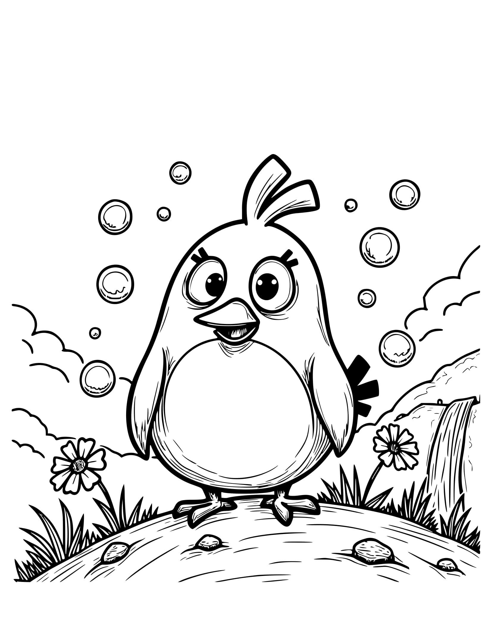 Desenho Angry Birds com Bolhas Colorir