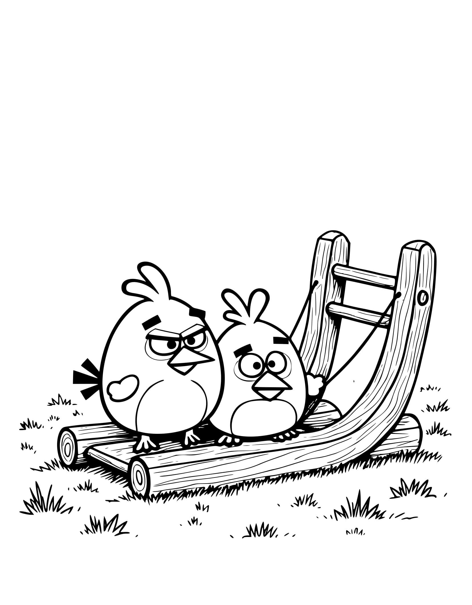 Desenhos Angry Birds com Estilingue Colorir