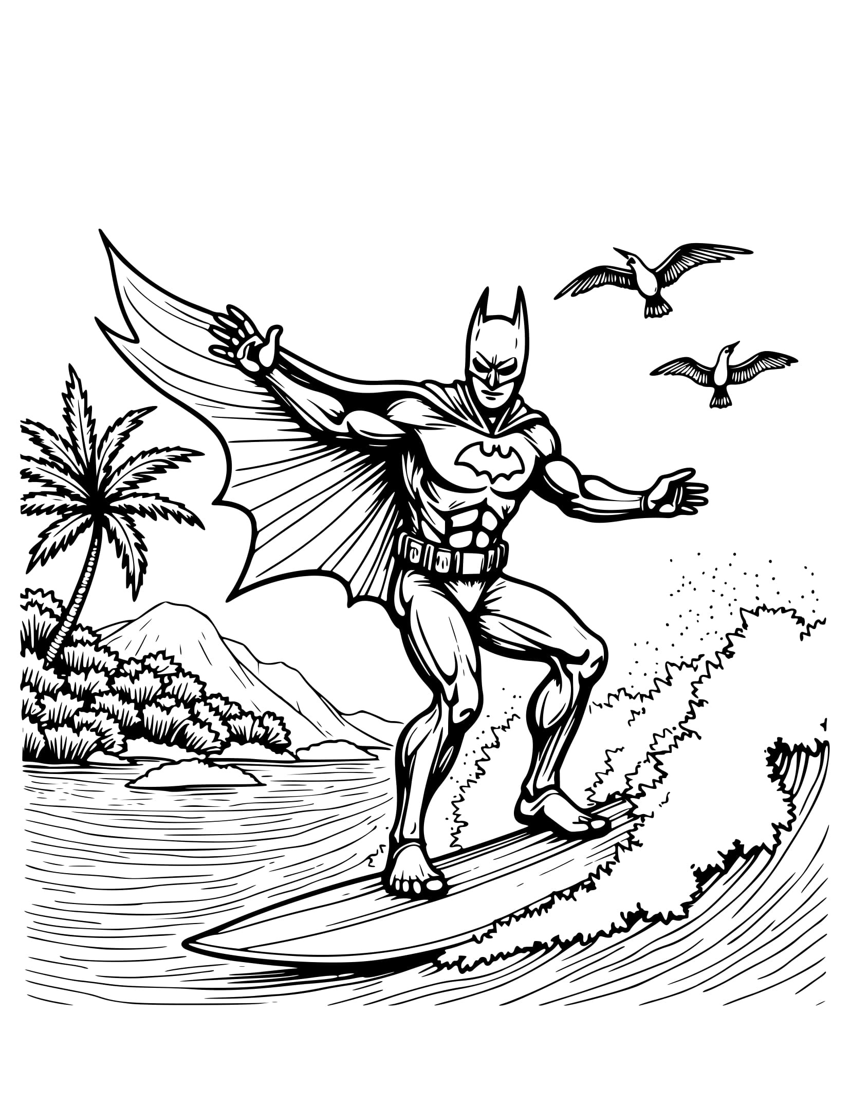 Desenho Aventura de Surf do Batman Colorir