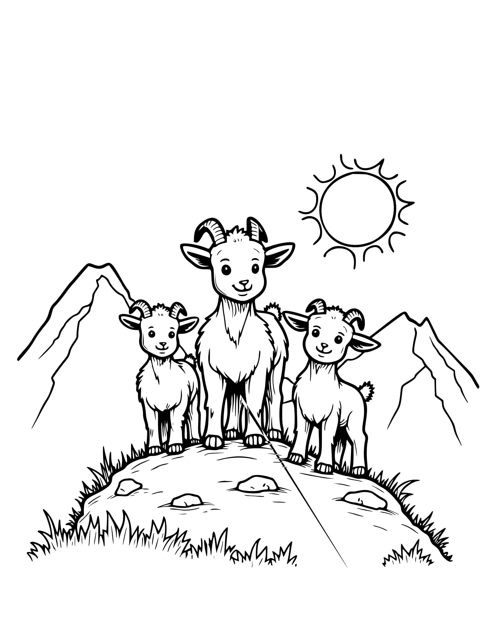 Desenho de Cabritos na Montanhas Colorir
