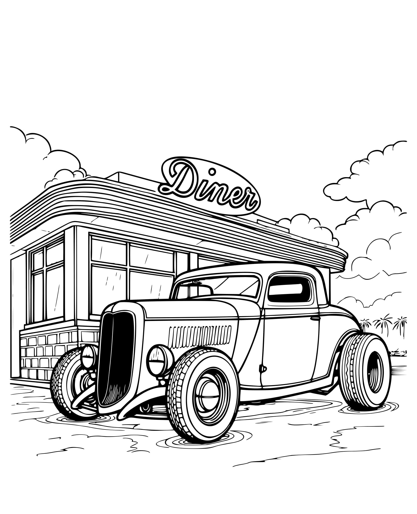 Desenho Clássico Cupê Ford para Colorir