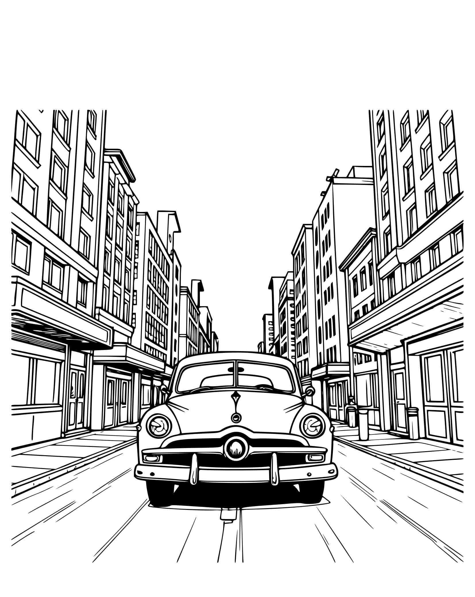 Desenho Clássico Ford na Cidade para Colorir