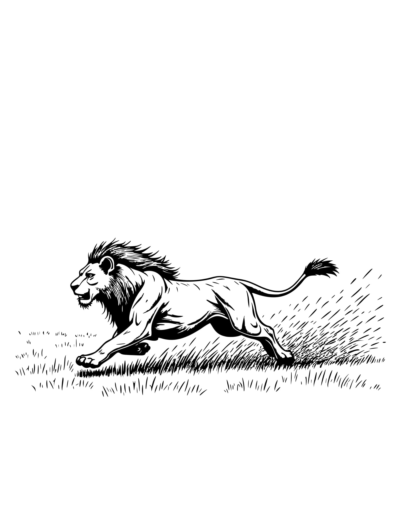 Desenho Leão Correndo na Grama Colorir