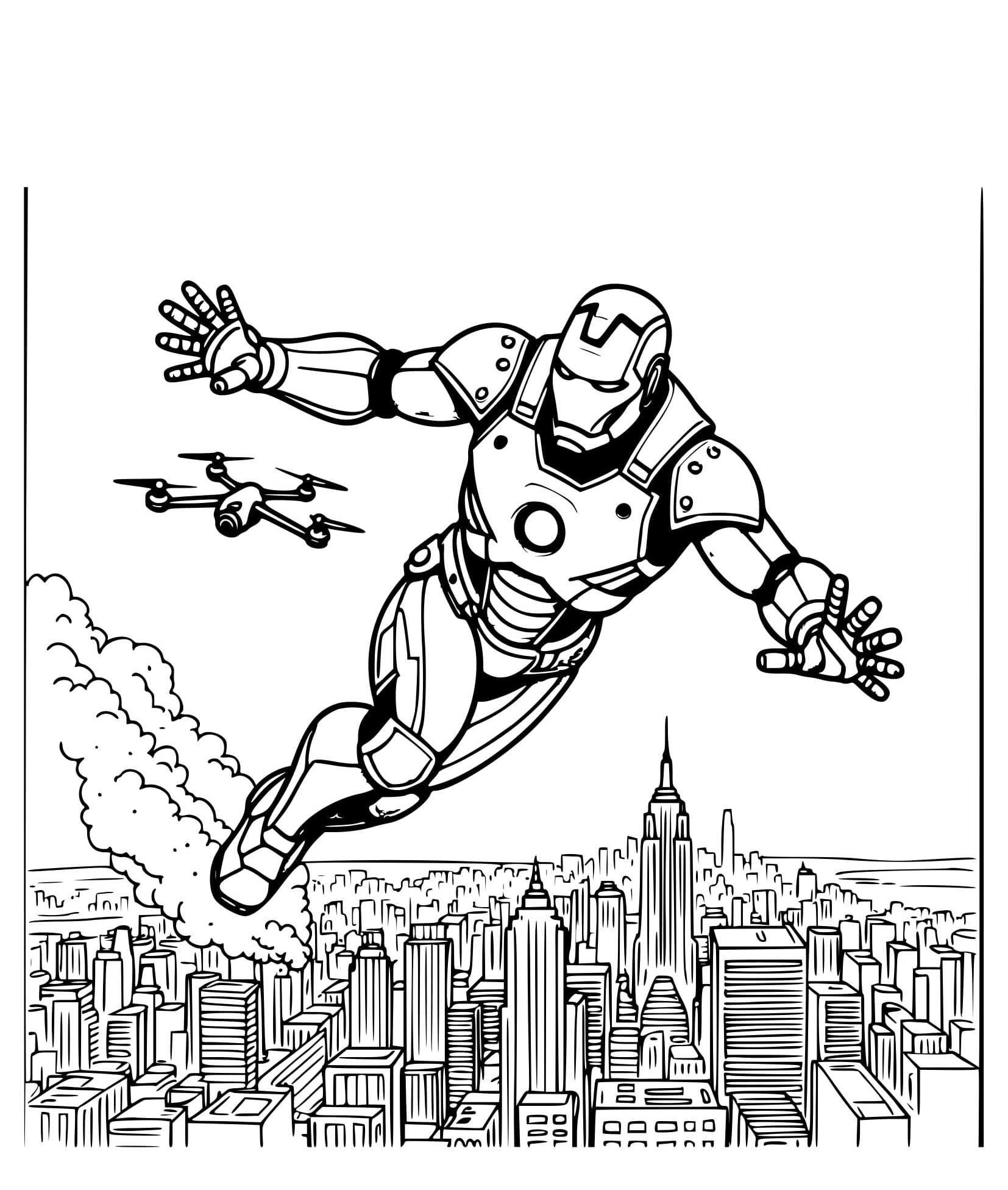 Desenho do Voando Homem de Ferro para Colorir